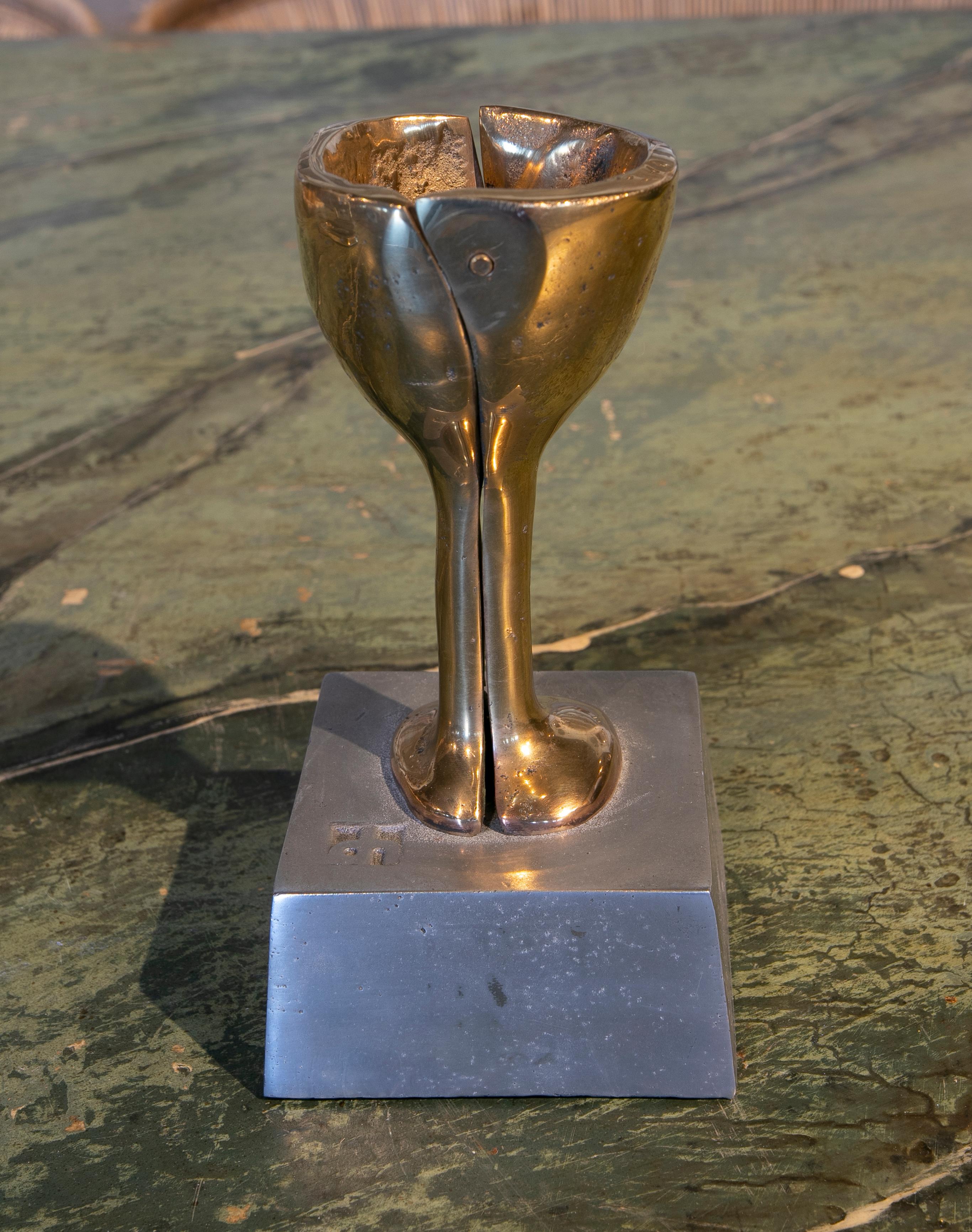 1980s Bronze cup with Pedestal by the Artist David Marshall.