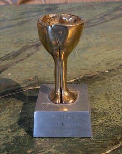 1980s Bronze Cup with Pedestal by the Artist David Marshall