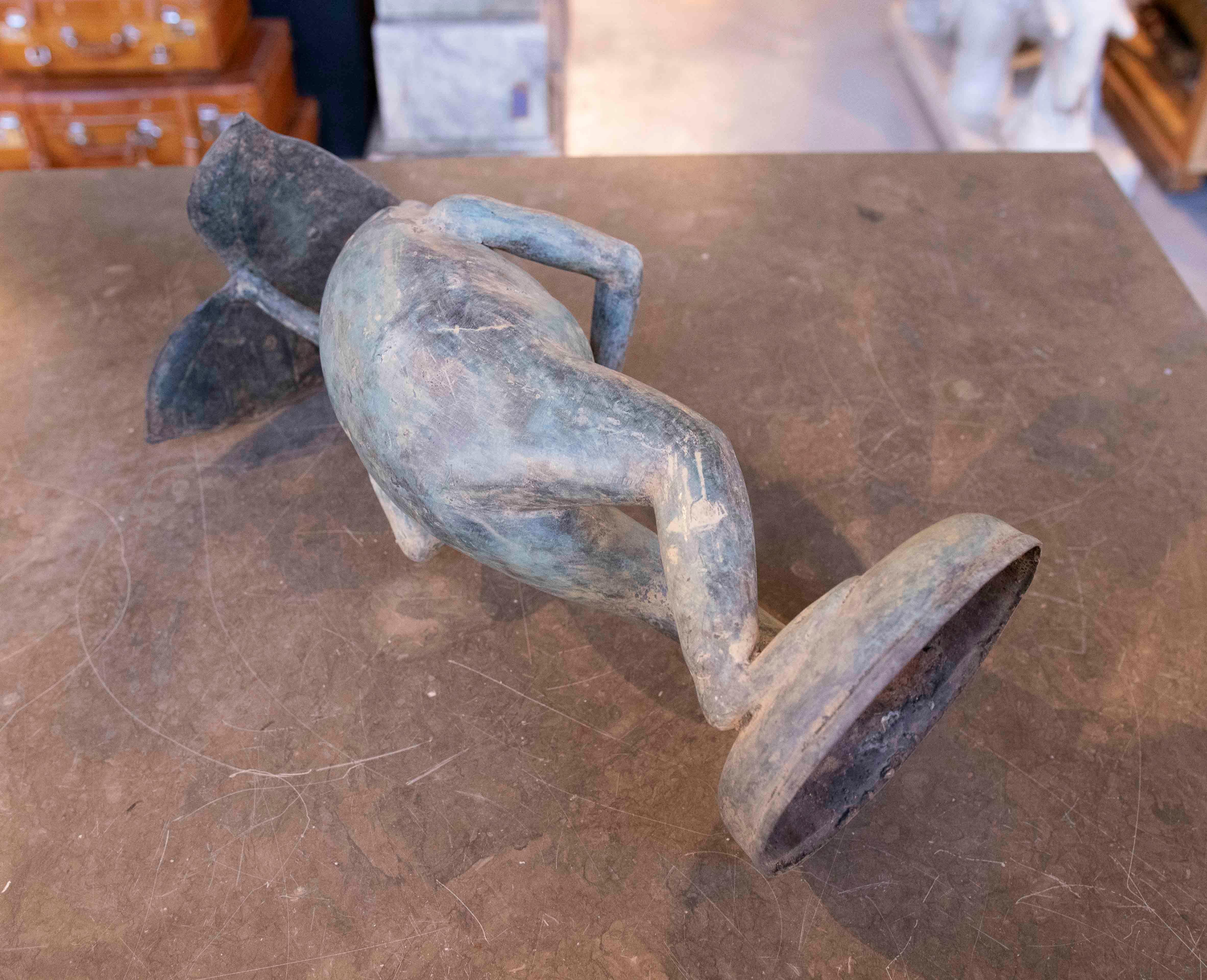1980s Bronze Frog Sculpture with Umbrella For Sale 8