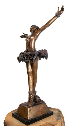 1980s Bronze Sculpture of a Dancer Signed Ac. Foyrel