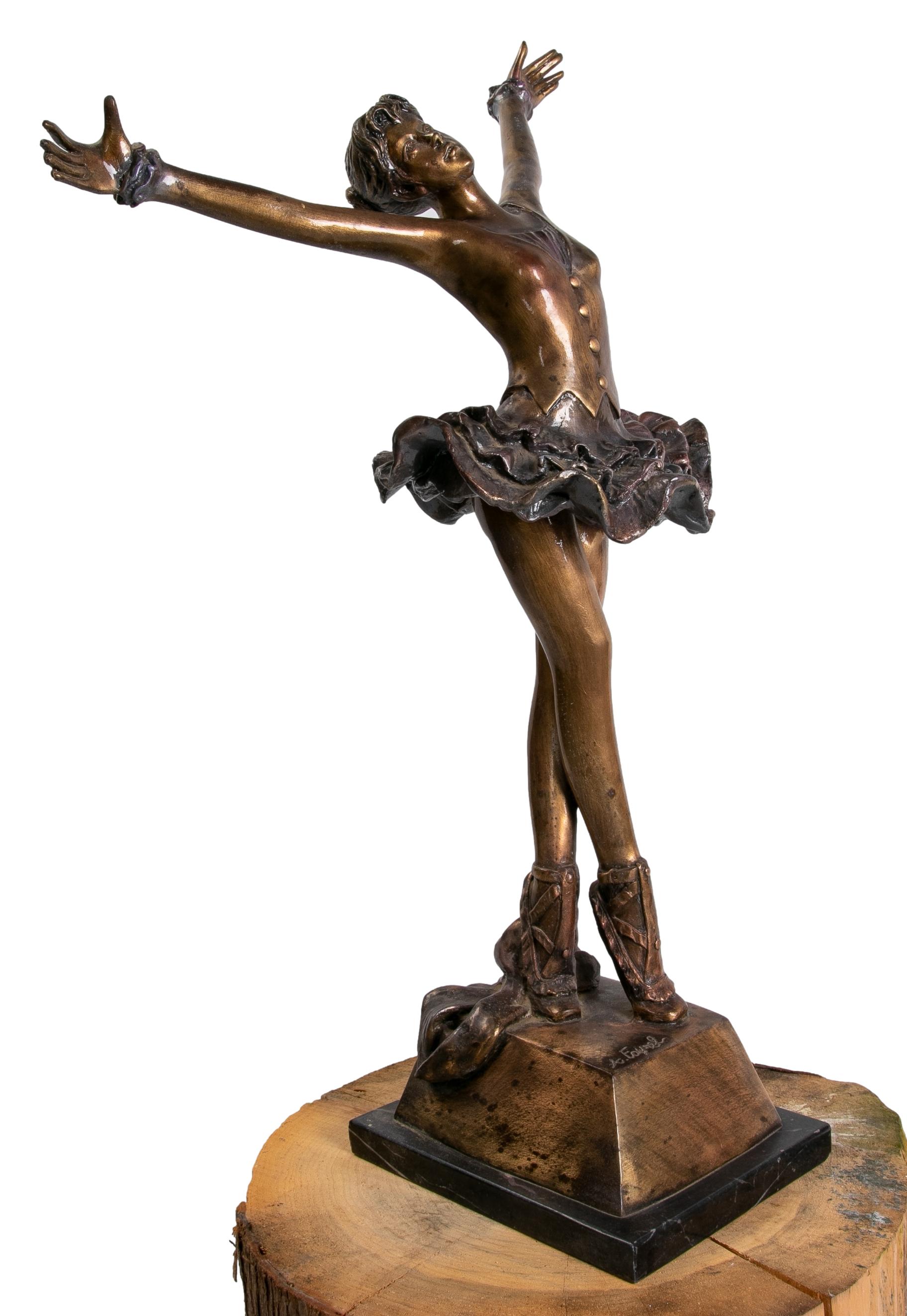 Bronzeskulptur eines Tänzers aus den 1980er Jahren, signiert Ac. Foyrel  im Angebot 3