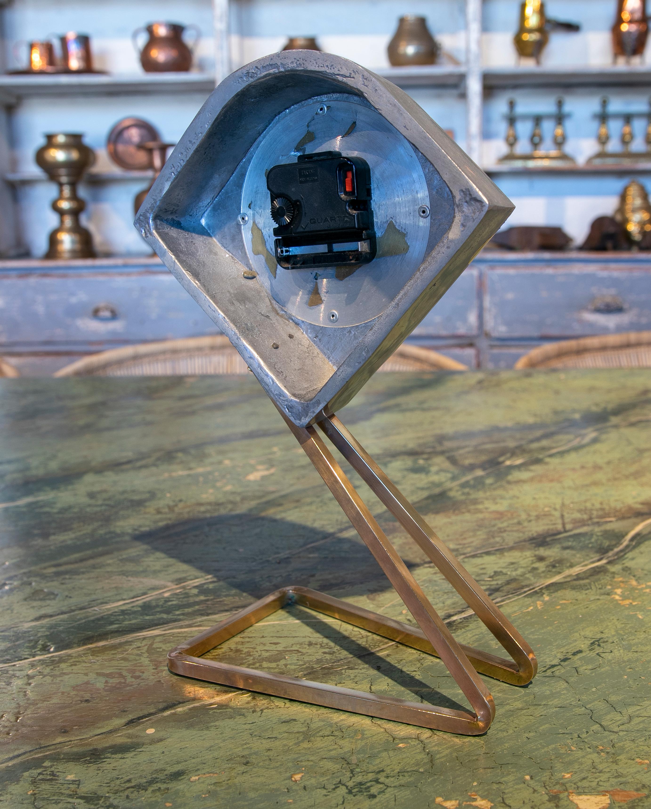 20th Century 1980s Bronze Table Clock from Artist David Marshall For Sale