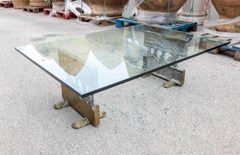 1980s Bronze Table with Glass by David Marshall – Brutalist Sculptural Design