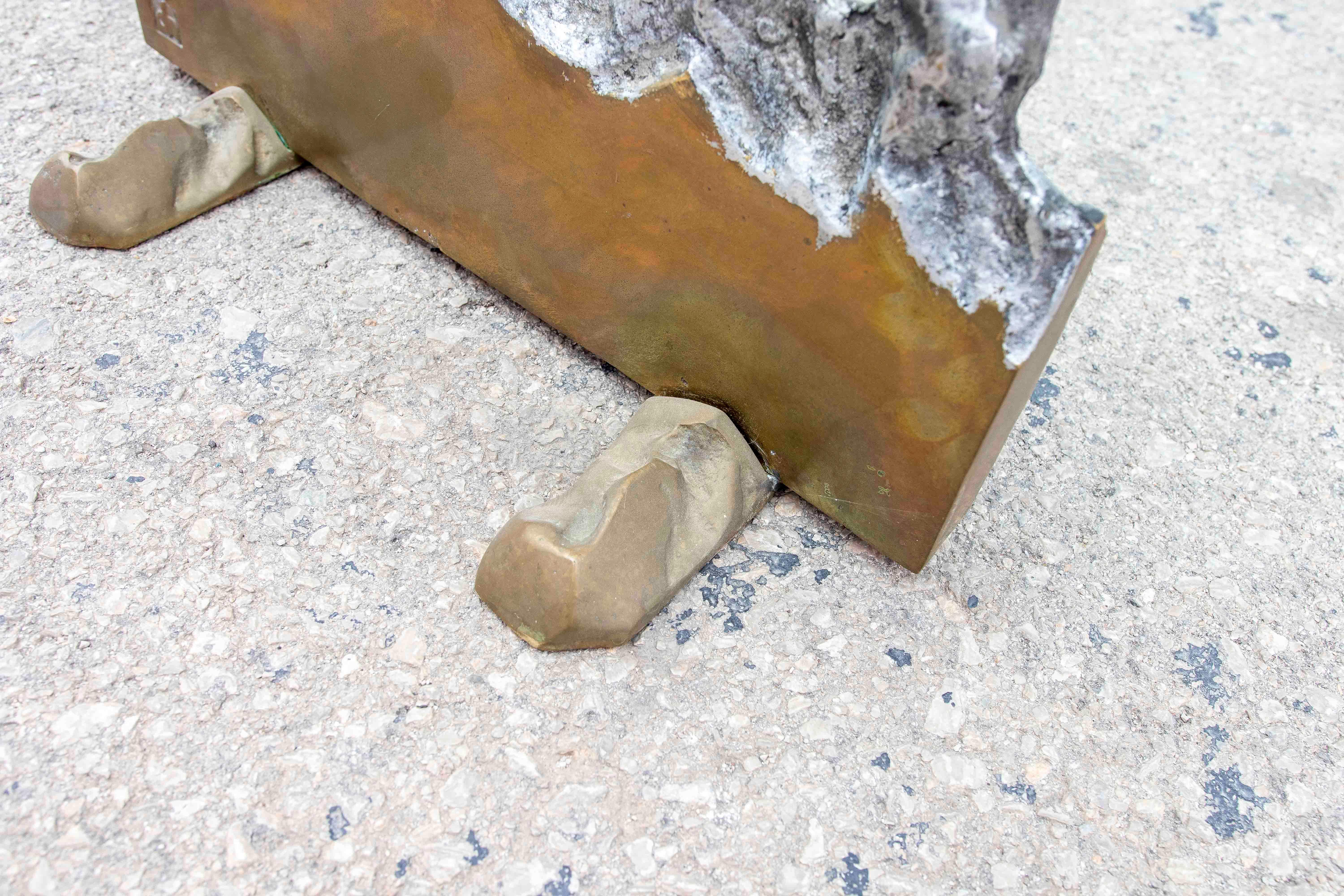 1980s Bronze Table with Glass by David Marshall – Brutalist Sculptural Design For Sale 3