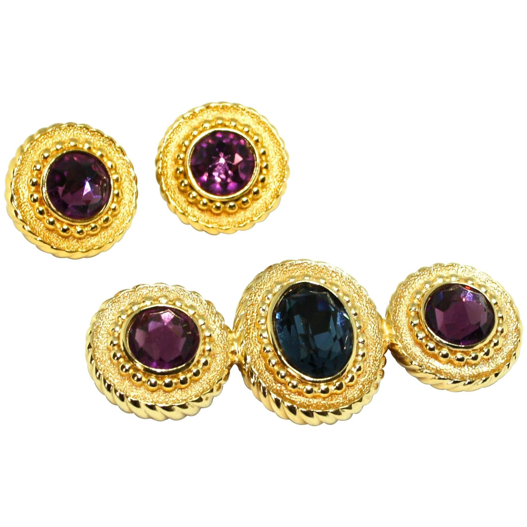 1980's Brooch and Earrings Suite by Christian Dior For Sale