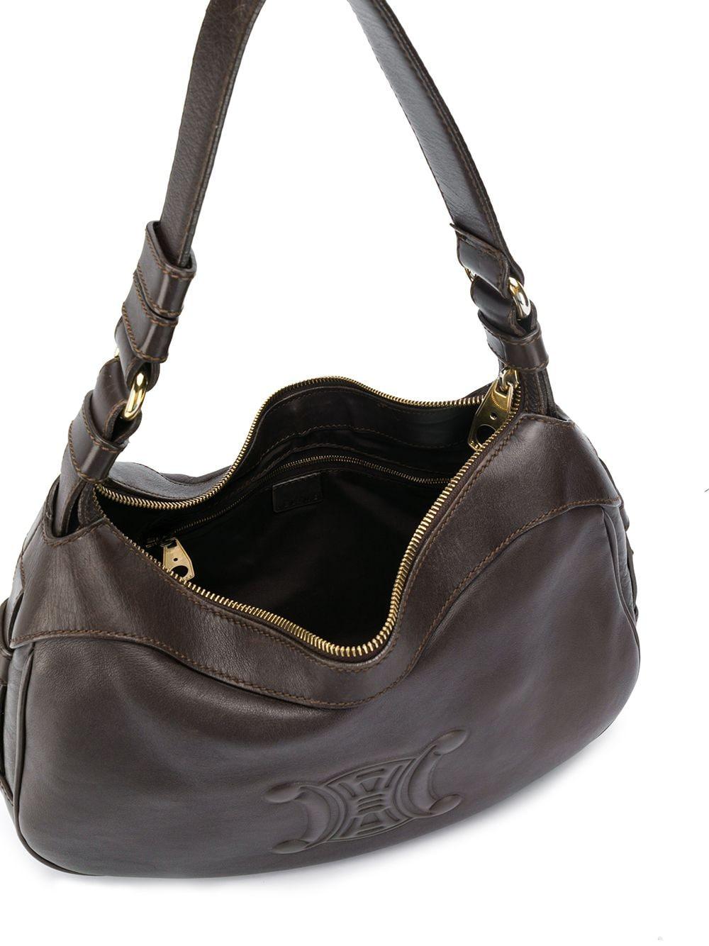 Black 1980s Brown Celine Leather Shoulder Bag