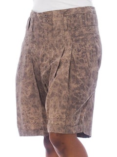 1980S Brown Cotton Acid Wash High-Waisted Men's Shorts With Belt Loops A Plenty