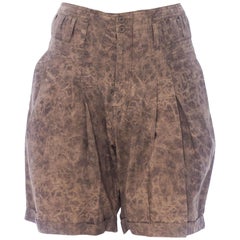 Vintage 1980S Brown Cotton Acid Wash High-Waisted Men's Shorts With Belt Loops A Plenty