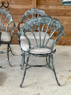 1980’s Brown Jordan Aluminum Venetian Scalloped Shell Dining Chairs - Set of 4