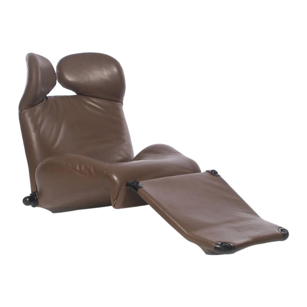 1980s Brown Leather "Wink" Lounge Chair by Toshiyuki Kita for Cassina
