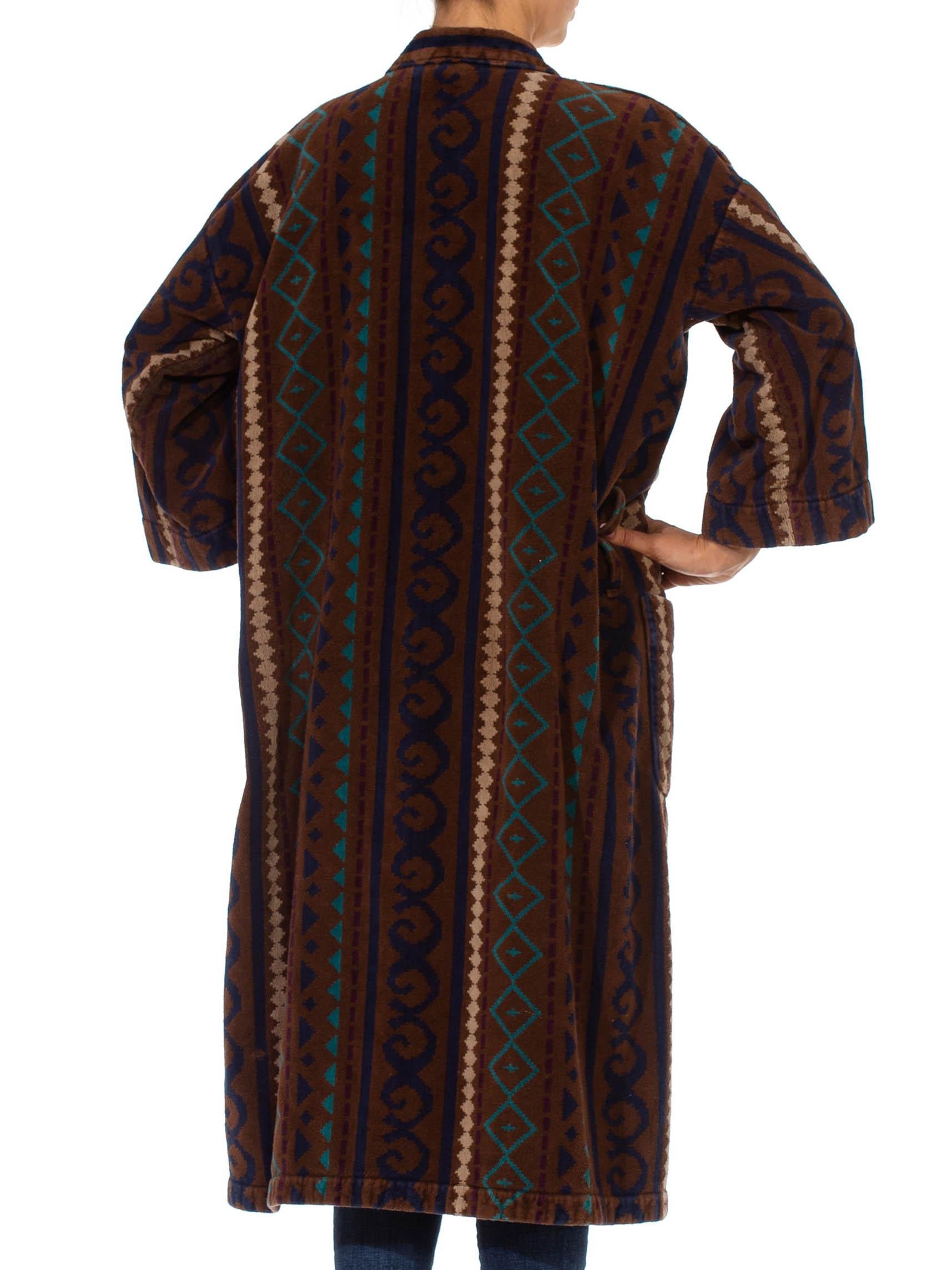 1980S Brown & Navy Cotton Robe 3