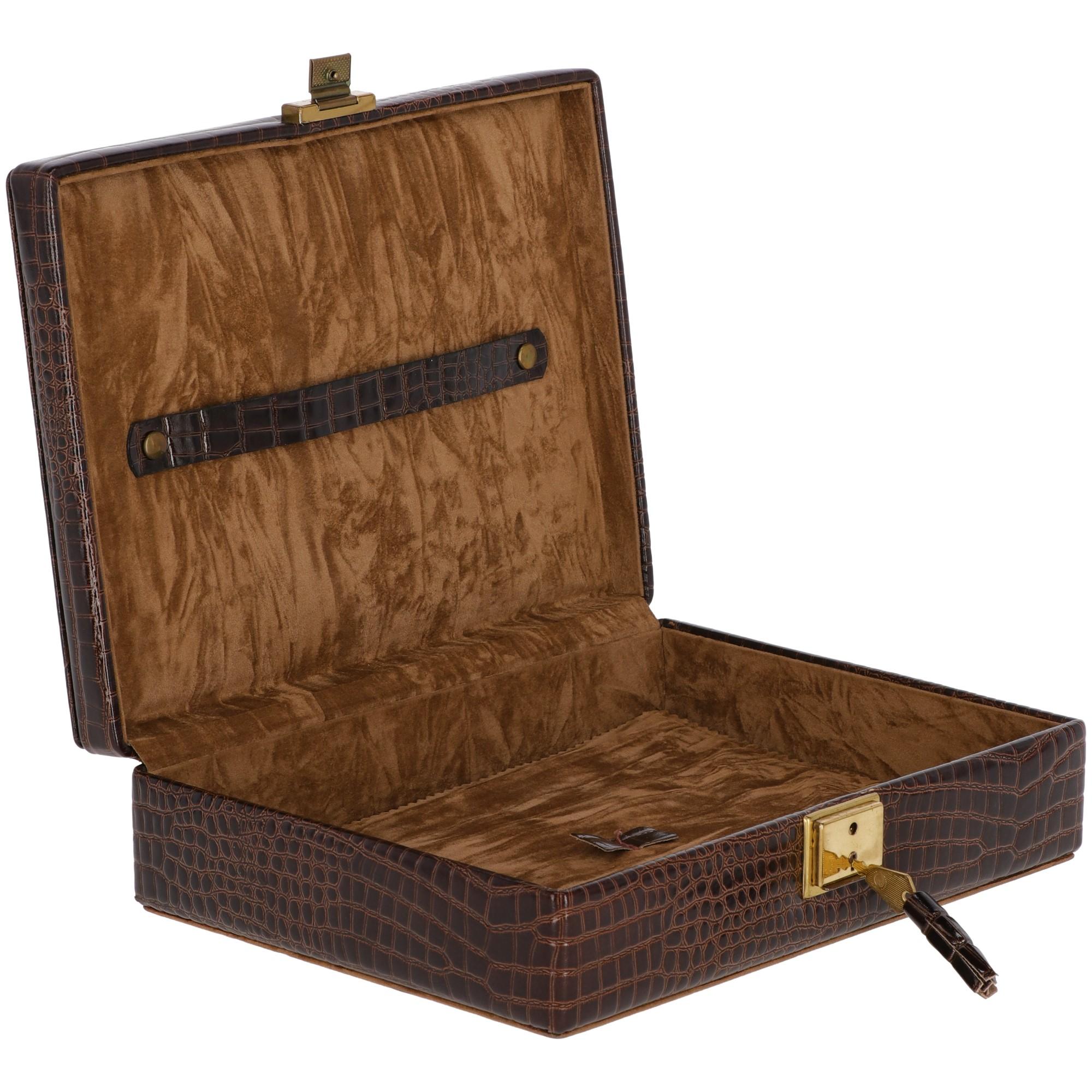1980s Brown Printed Leather Jewel Box 2