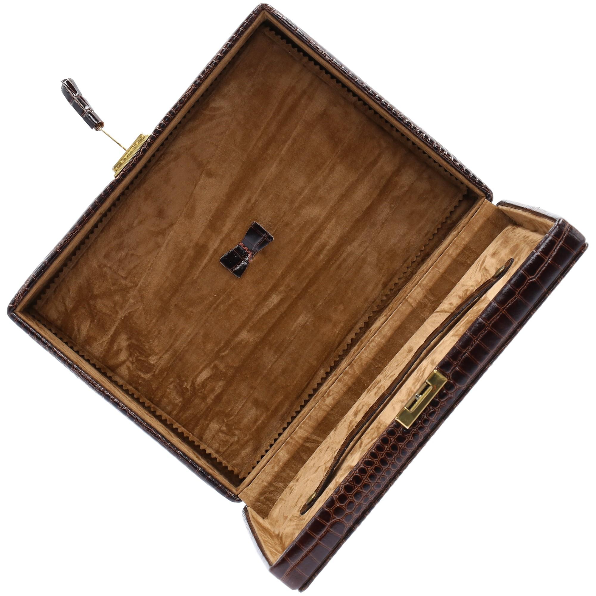1980s Brown Printed Leather Jewel Box 3