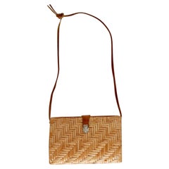 1980s Brown Straw Vintage Shoulder Bag