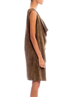 1980S Brown Suede Cowl Neck Dress