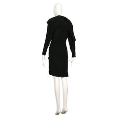 1980's BRUCE OLDFIELD Black Draped Silk Cocktail Dress with Braided Front