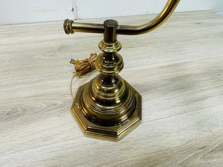 1980s Brushed Brass Desk Lamp In Good Condition For Sale In Amherst, NH