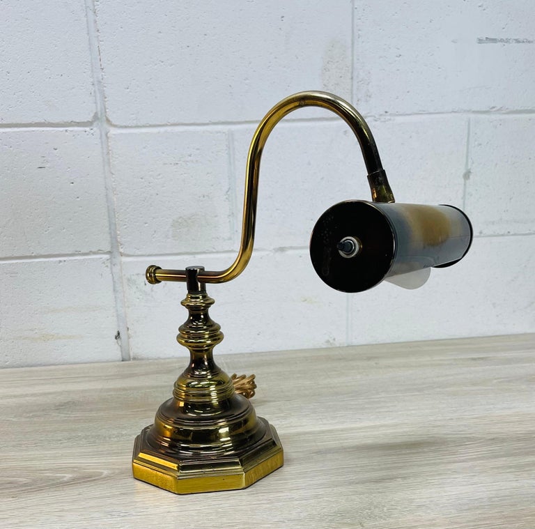 1980s Brushed Brass Desk Lamp For Sale 2
