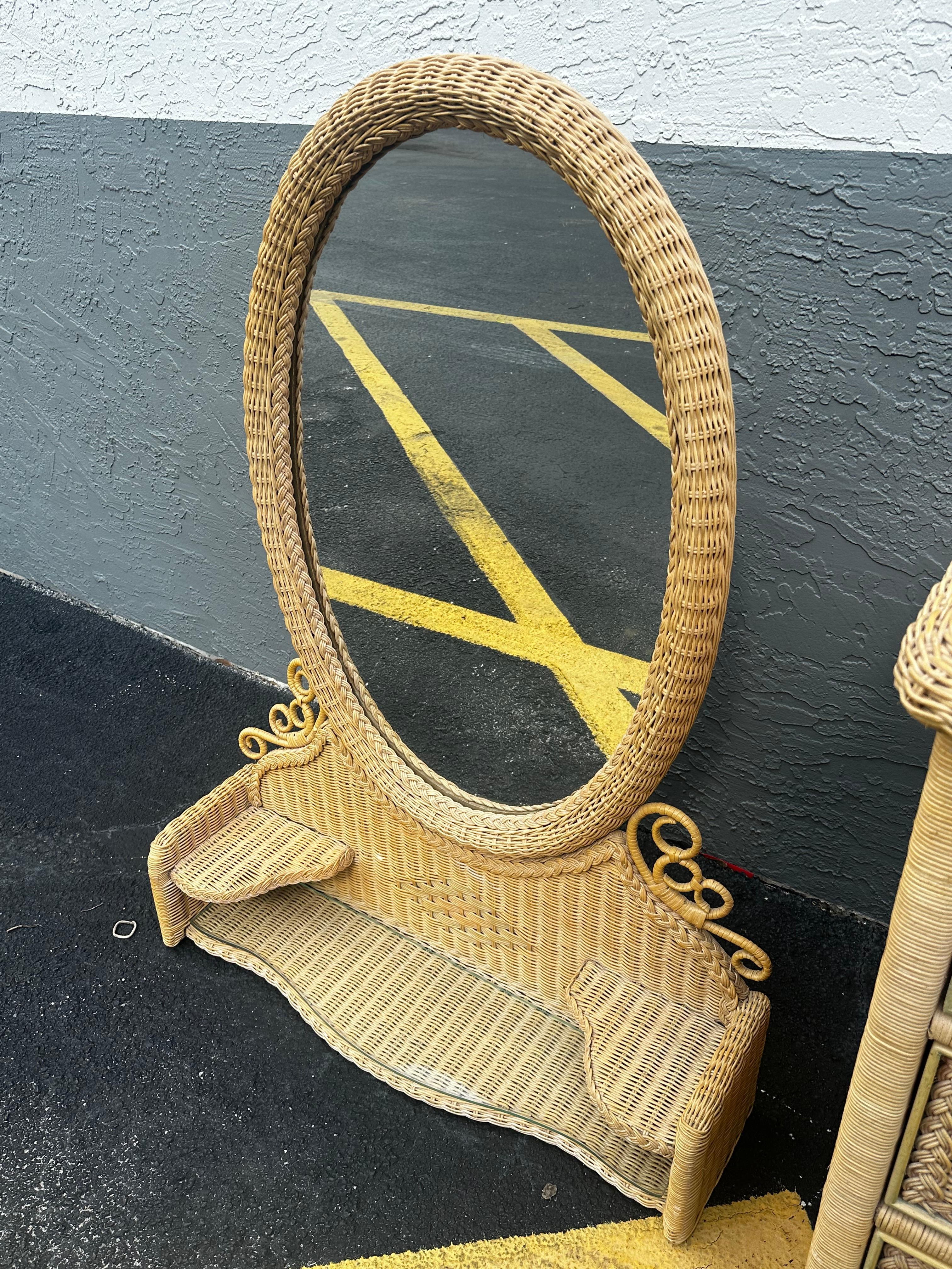 Cassettone Budji anni '80 in bambù bruciato e rattan intrecciato in vendita 7