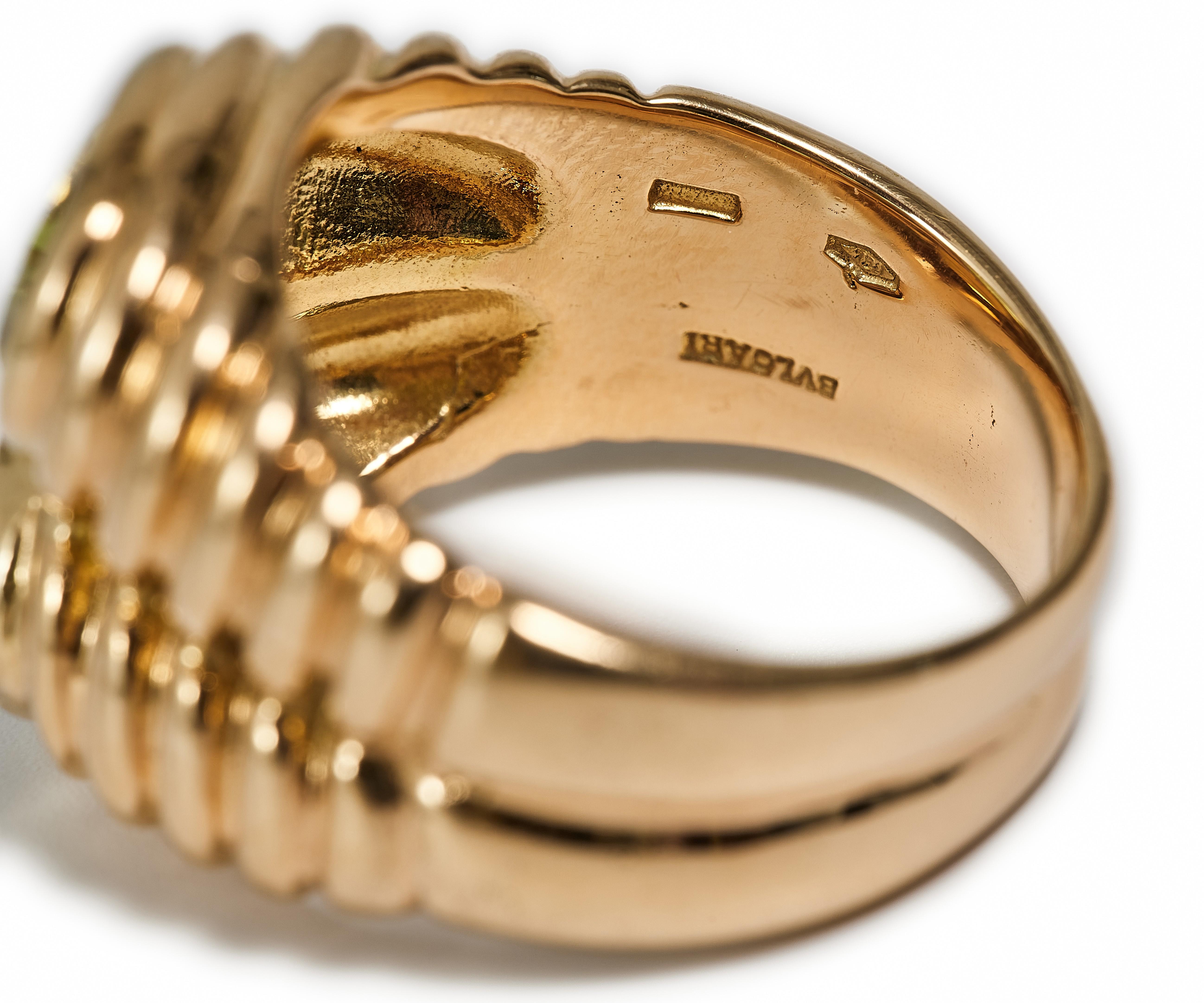Anello doppio Bulgari anni '80 in oro 18 carati con peridoto e citrino in vendita 2