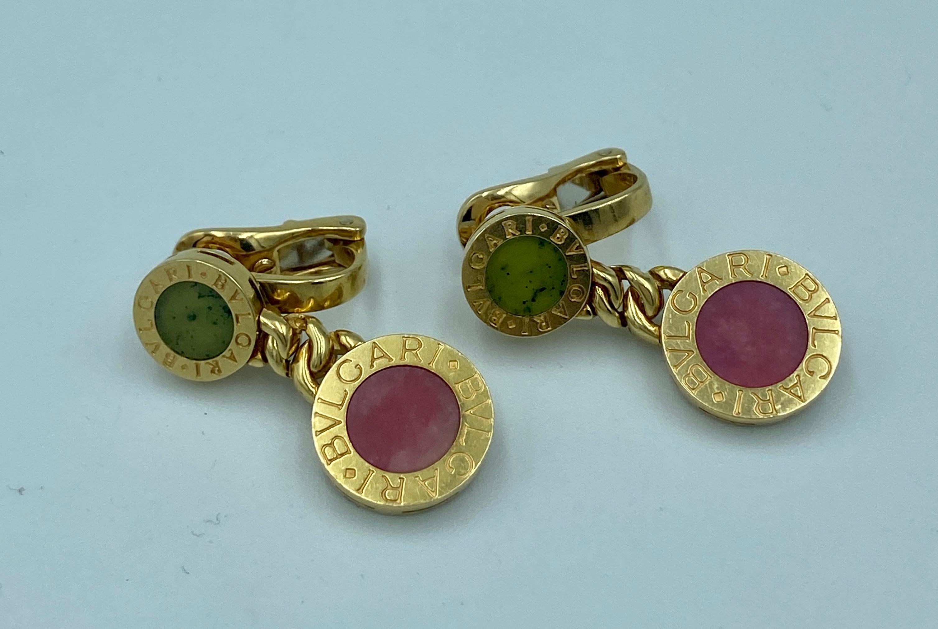 1980s Bulgari 18k gold multistone chain necklace, bracelet & earring set For Sale 6