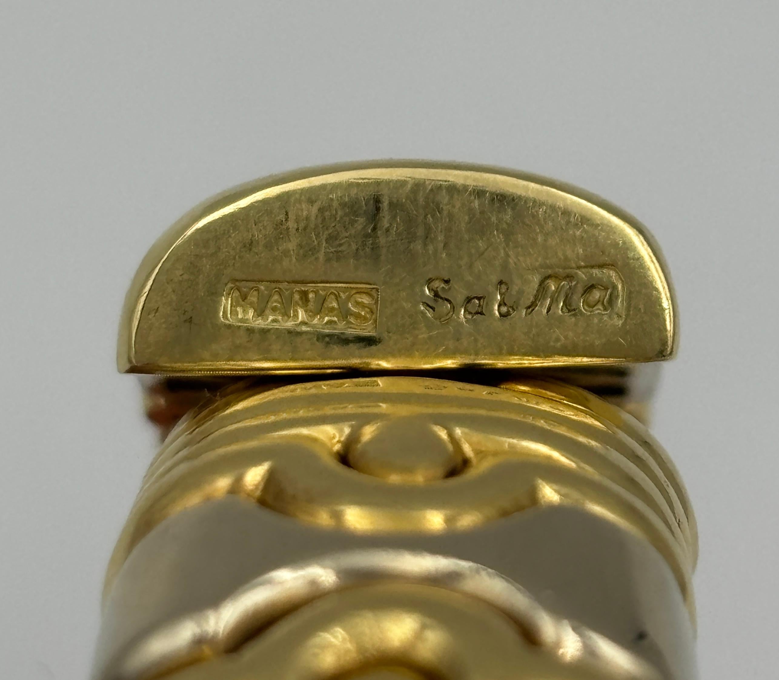 1980er Bulgari Armreif aus 18 Karat Weiß- und Gelbgold im Angebot 3