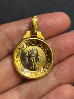 1980s Bulgari 18k yellow gold coin pendant with white gold centre