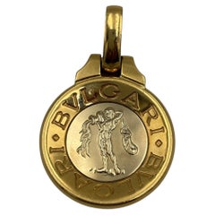 1980s Bulgari 18k yellow gold coin pendant with white gold centre