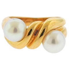 1980s Bulgari Gold Pearl Ring