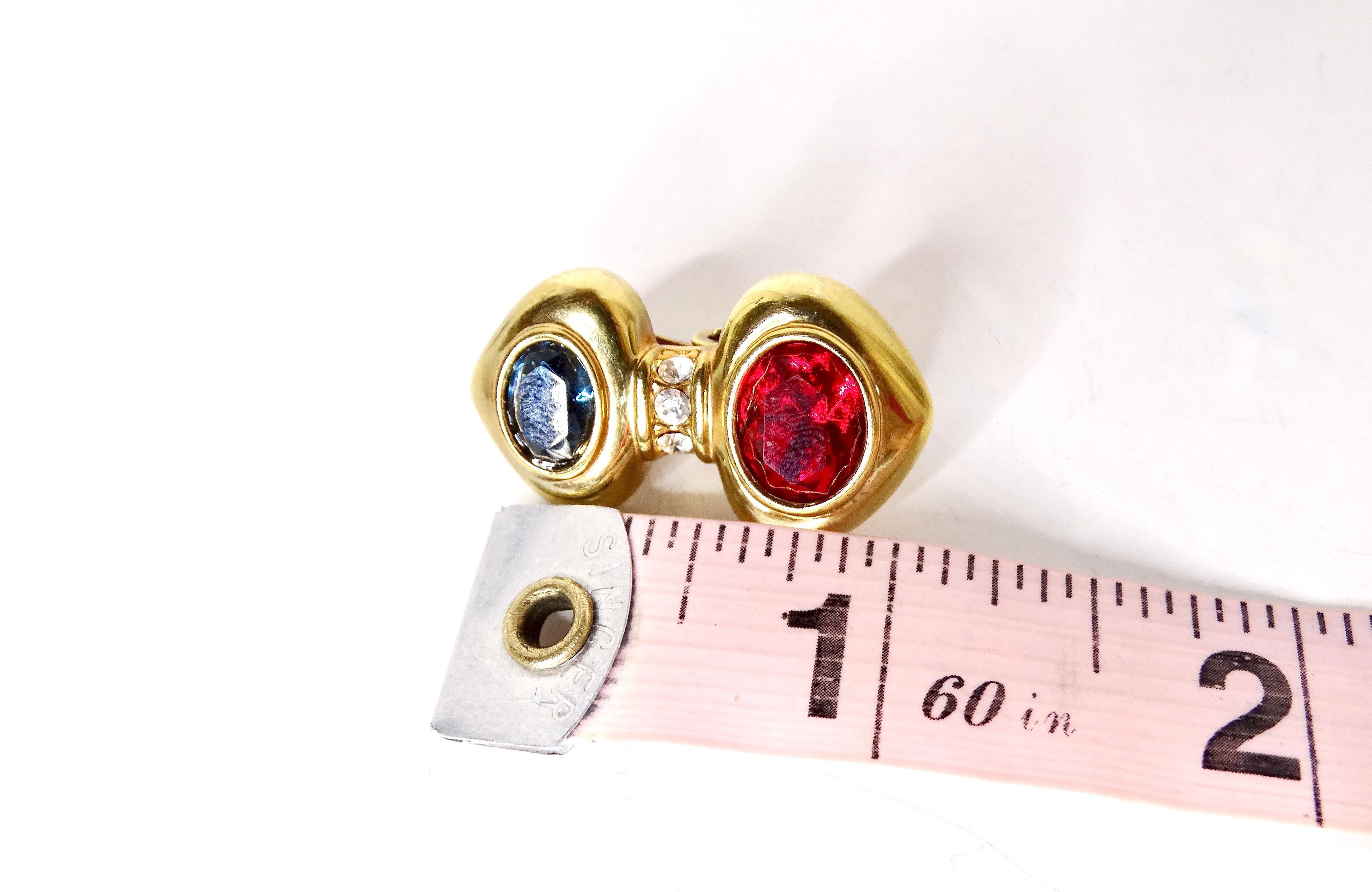 Orecchini anni '80 di ispirazione bulgara placcati in oro 14k con cristalli e Jewell In condizioni buone in vendita a Scottsdale, AZ