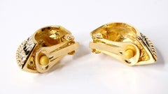 1980s Bulgari Inspired Costume Crystal Encrusted 18k Gold Plated Earrings