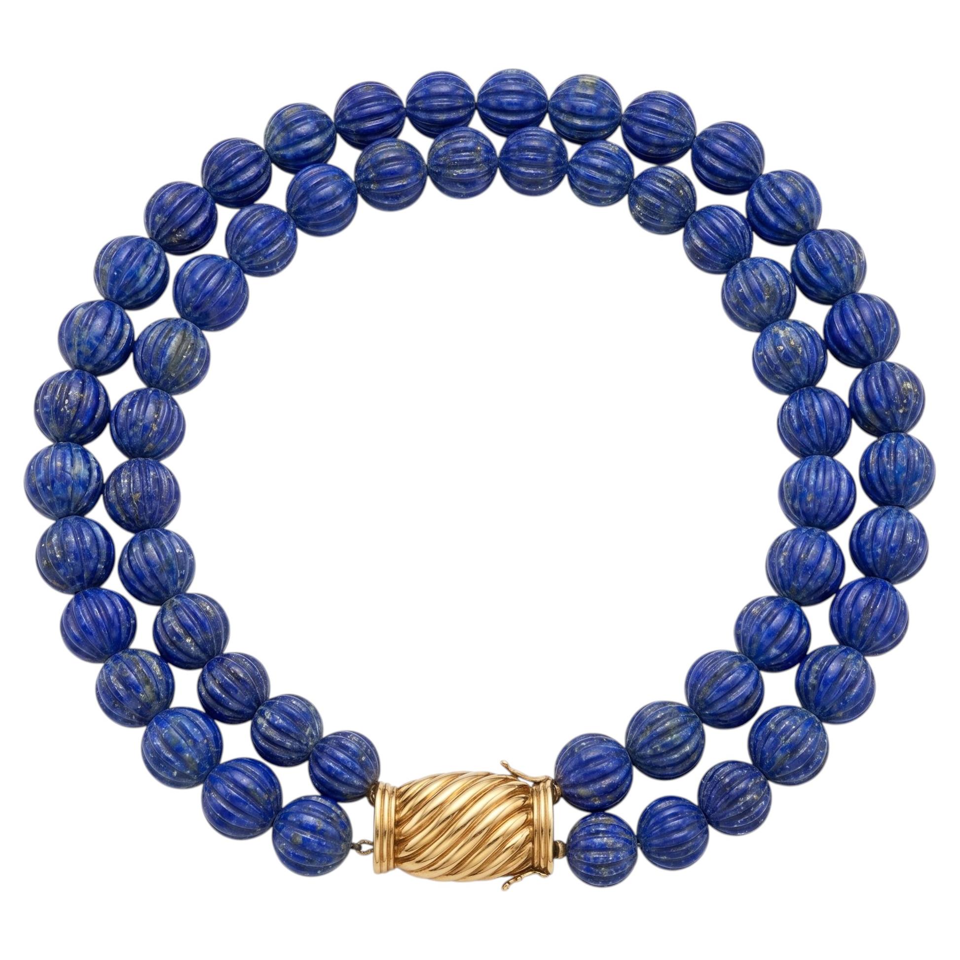 Collier à perles de lapis-lazuli Bulgari des années 1980