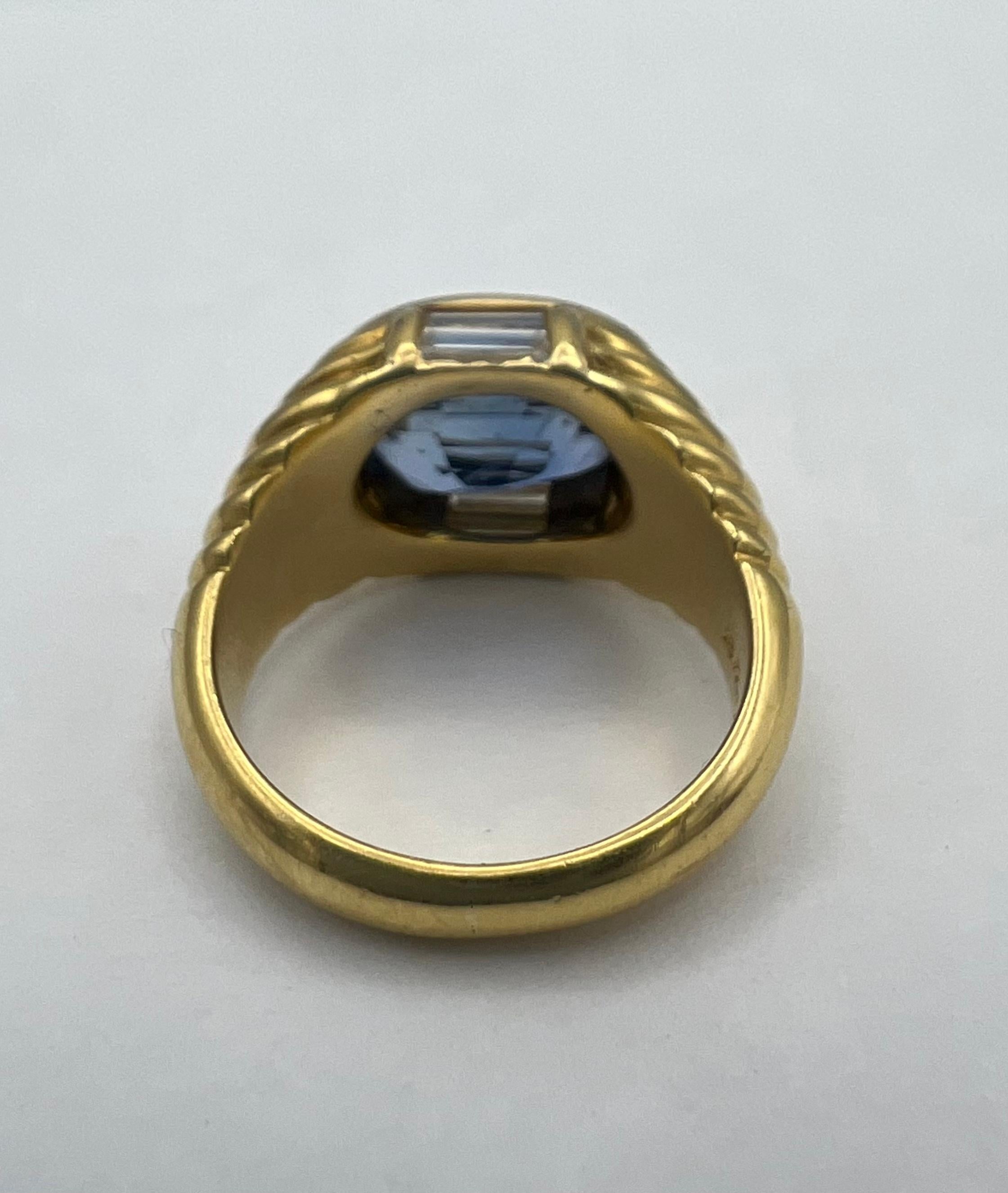 1980’s Bulgari Yellow Gold Sapphire & Diamond Ring 3