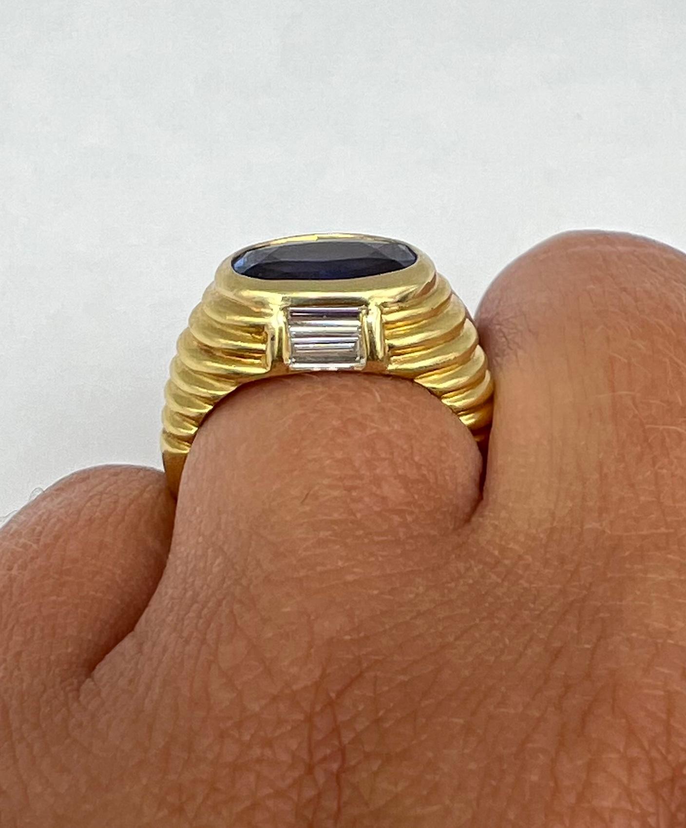 1980’s Bulgari Yellow Gold Sapphire & Diamond Ring 6