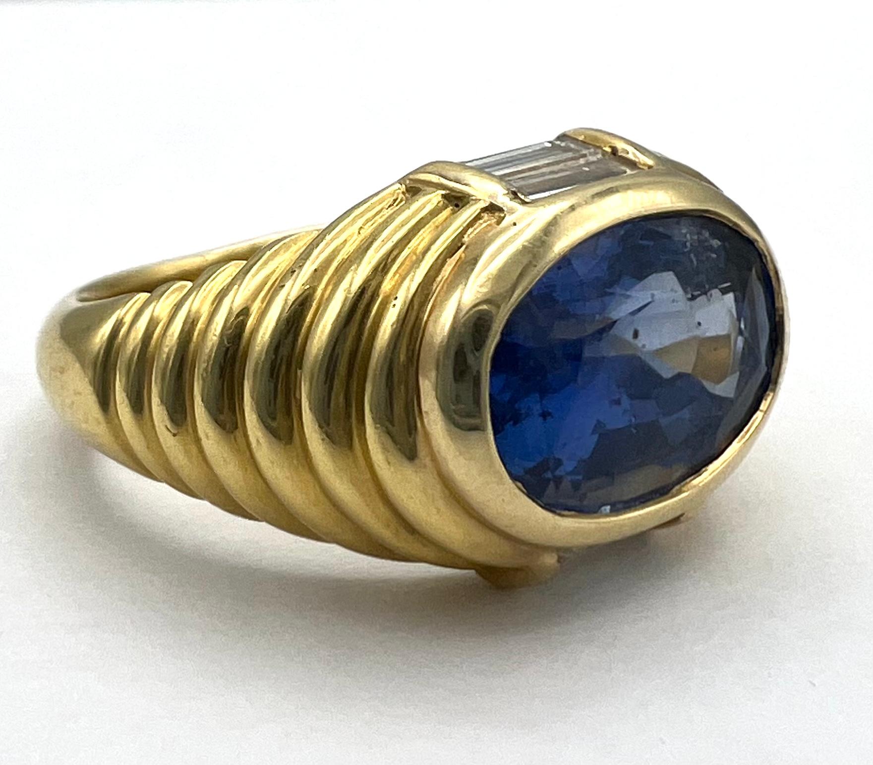 1980’s Bulgari Yellow Gold Sapphire & Diamond Ring 1