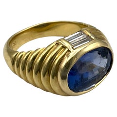 1980er Bulgari Gelbgold Saphir & Diamant-Ring