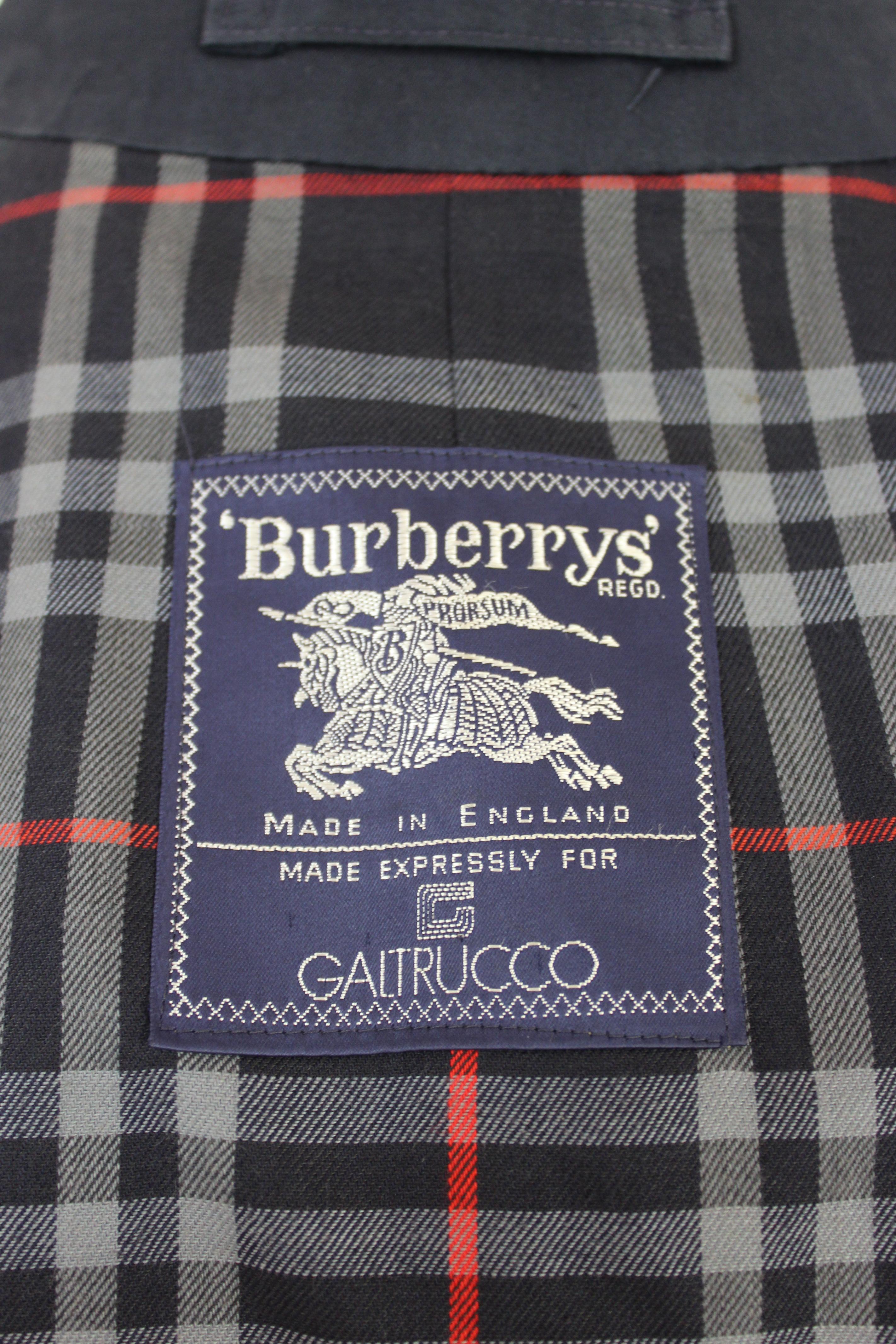 Women's 1980s Burberry Blue Cotton Classic Raincoat