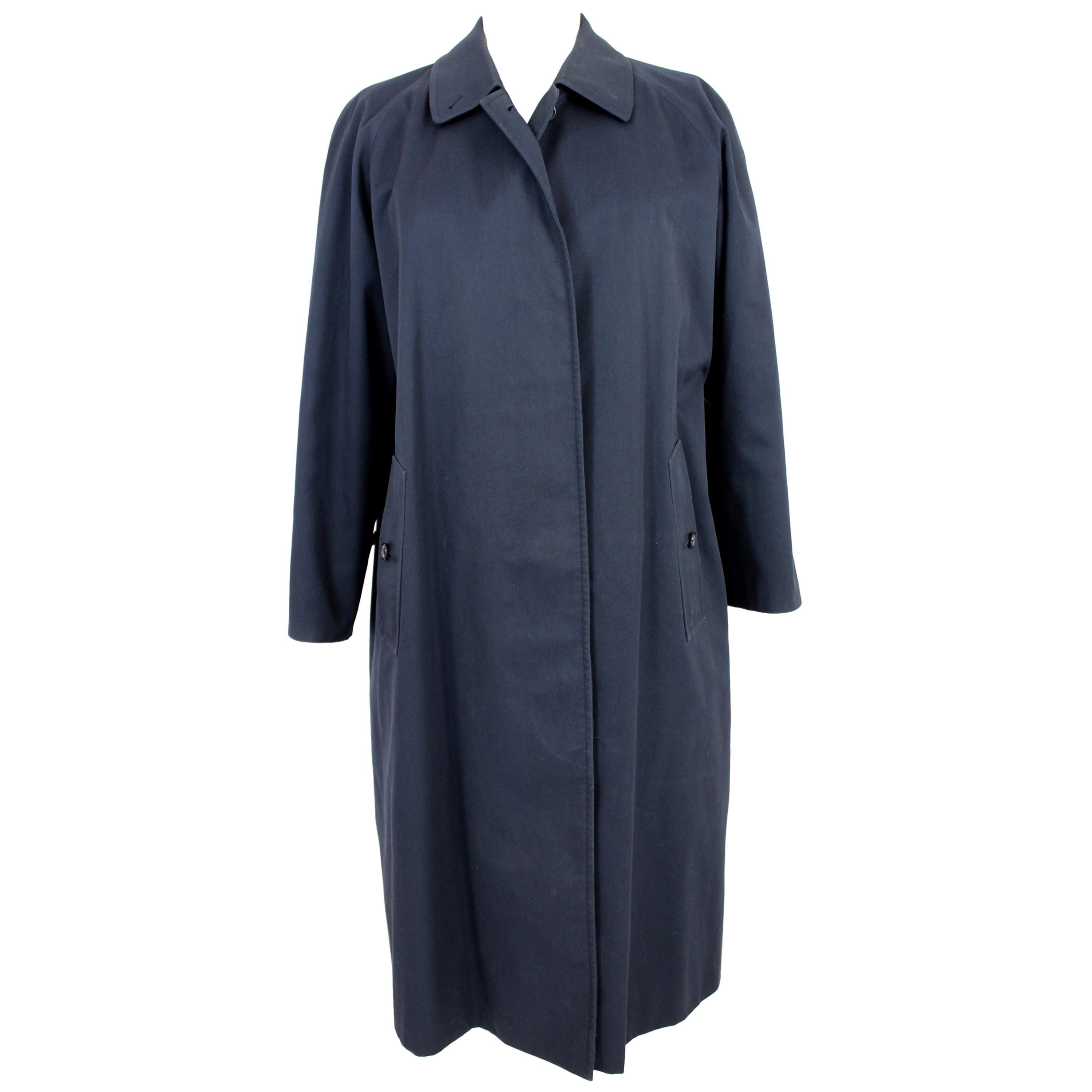 1980s Burberry Blue Cotton Classic Raincoat