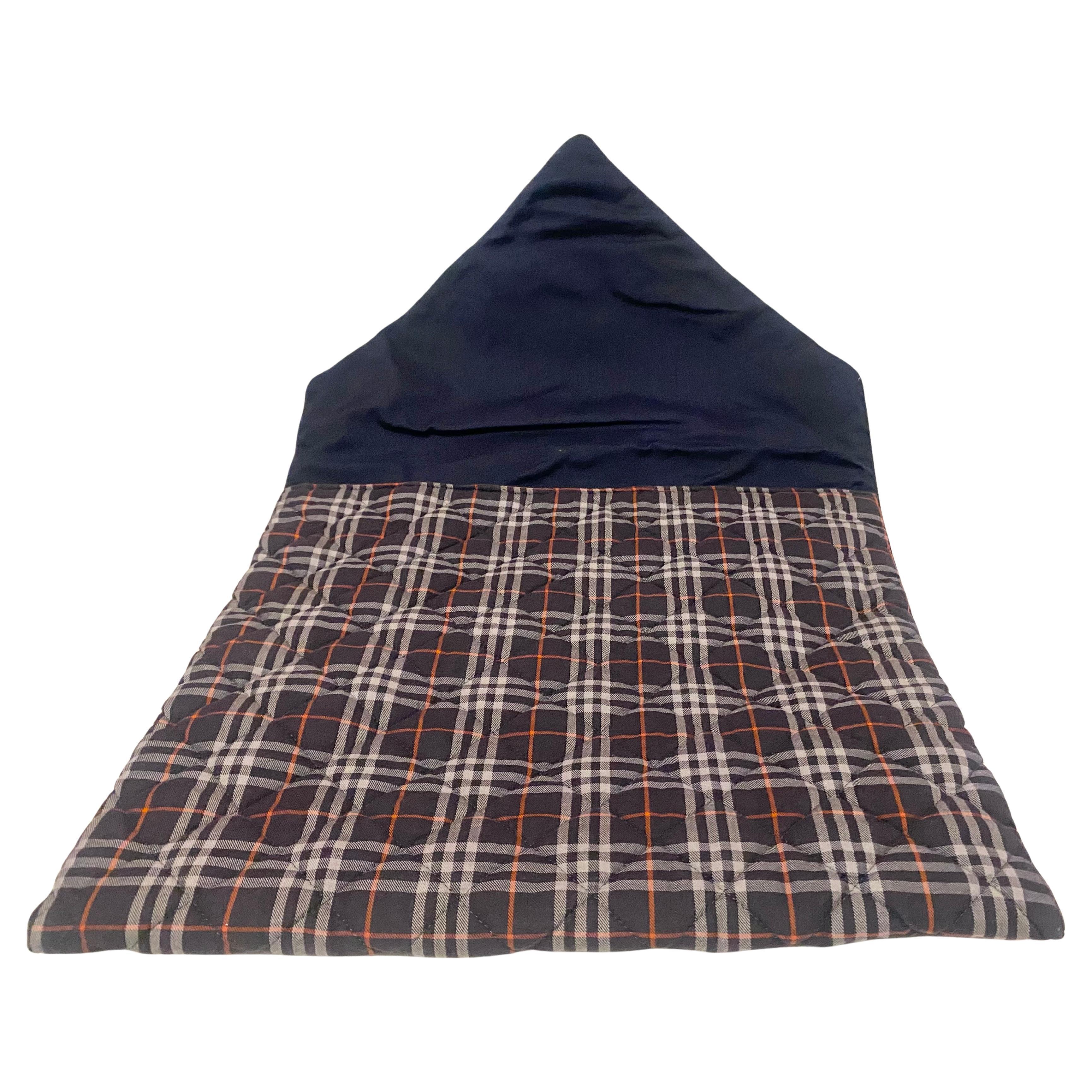 Women's or Men's 1980s  Burberry Blue Tartan Laptop Envelope Quilted Bag For Sale