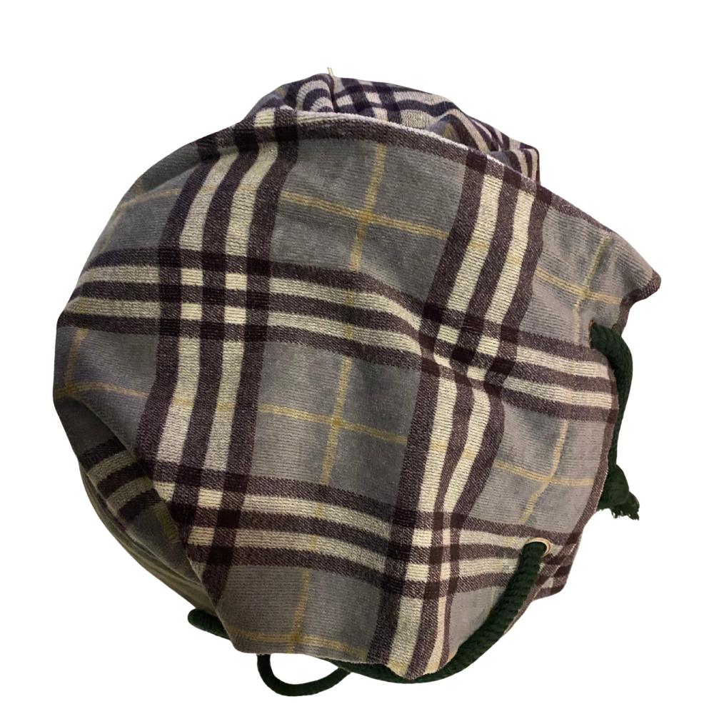 Gray 1980s Burberry Green Grey Check Toweling Beach Gym Pool Duffle Bag For Sale