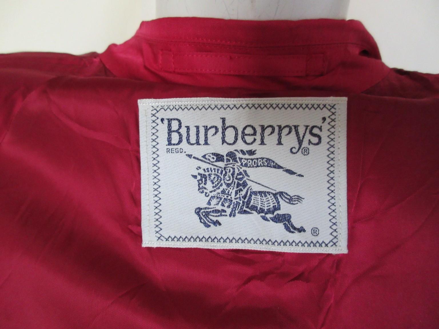 1980s BURBERRY Vintage Raspberry Red Trench Coat with Belt For Sale at ...