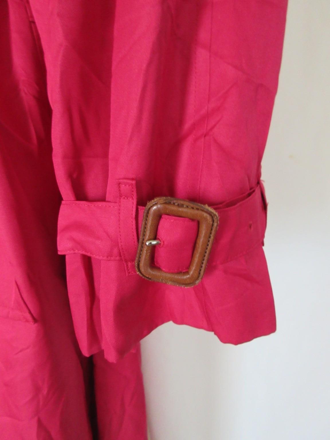 1980s BURBERRY Vintage Raspberry Red Trench Coat with Belt For Sale at ...