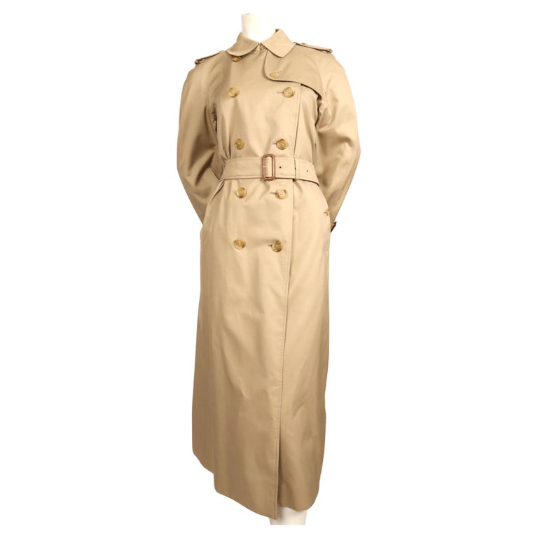 Trench classico anni '80 di Burberry con sciarpa in cashmere nova