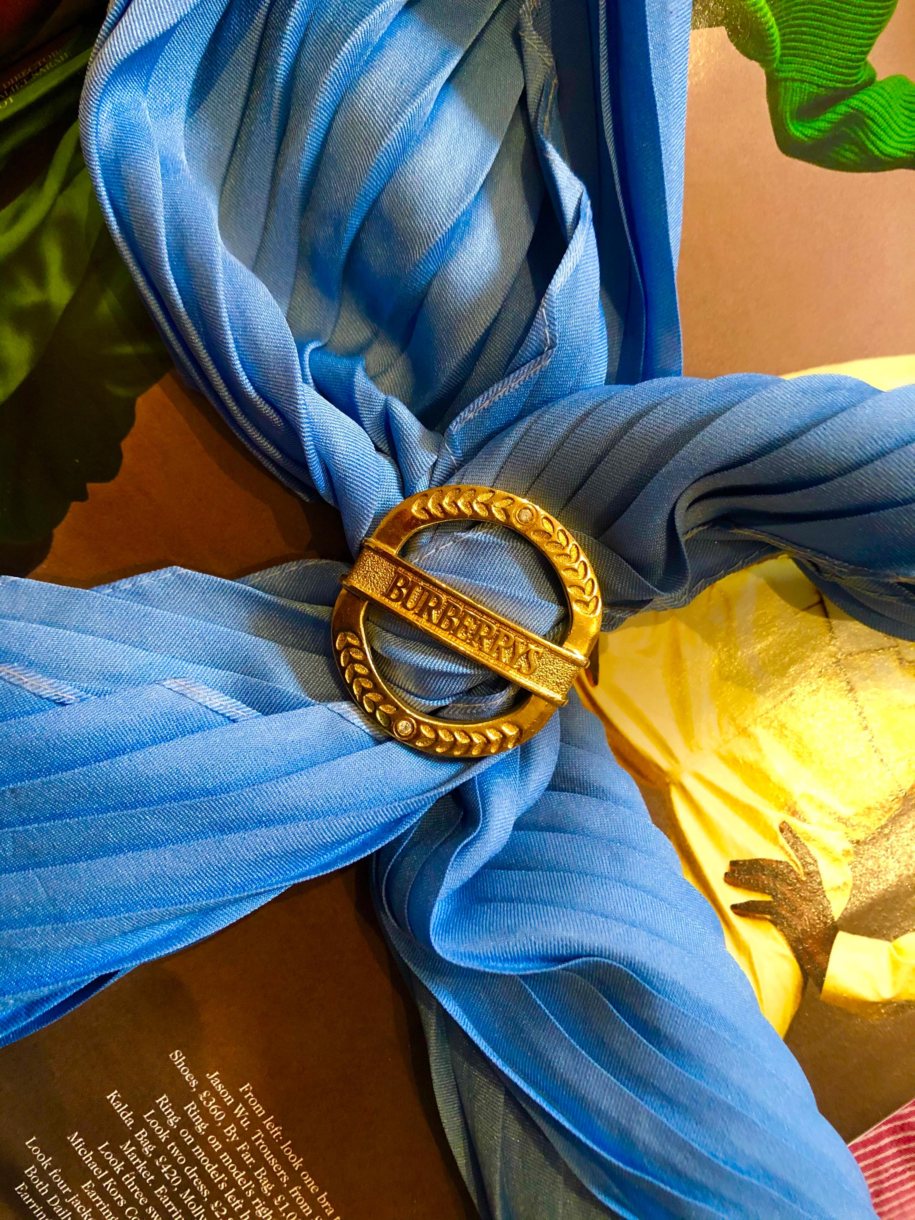 1980s Burberry’s Gold Tone Metal Scarf Ring 2