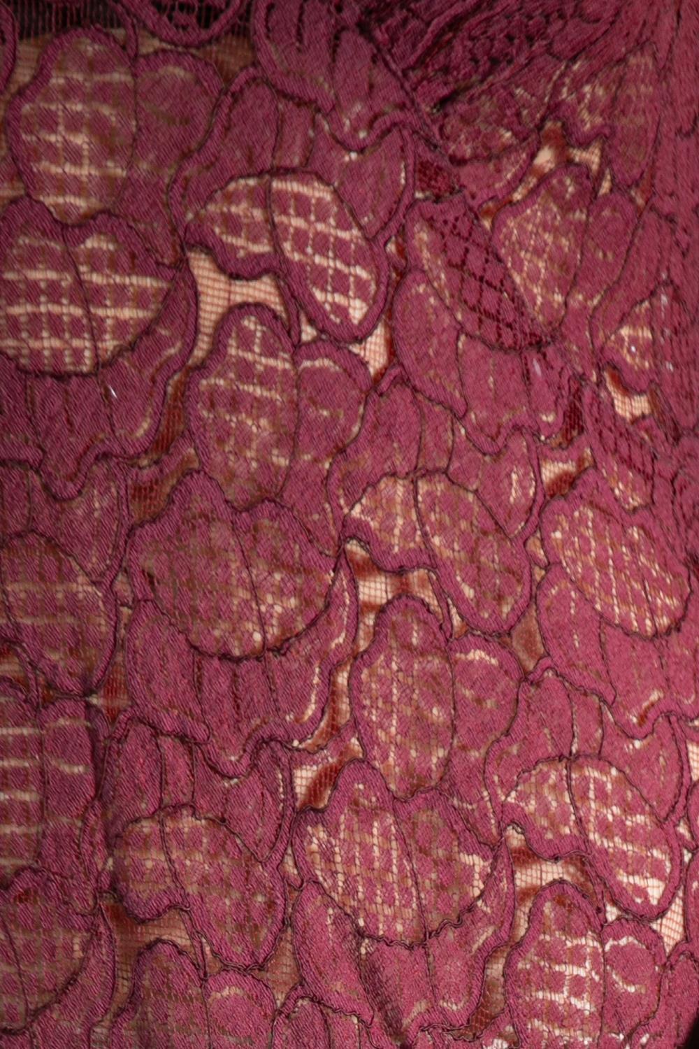 1980S Burgundy Silk Lace Gown With Jacket For Sale 6