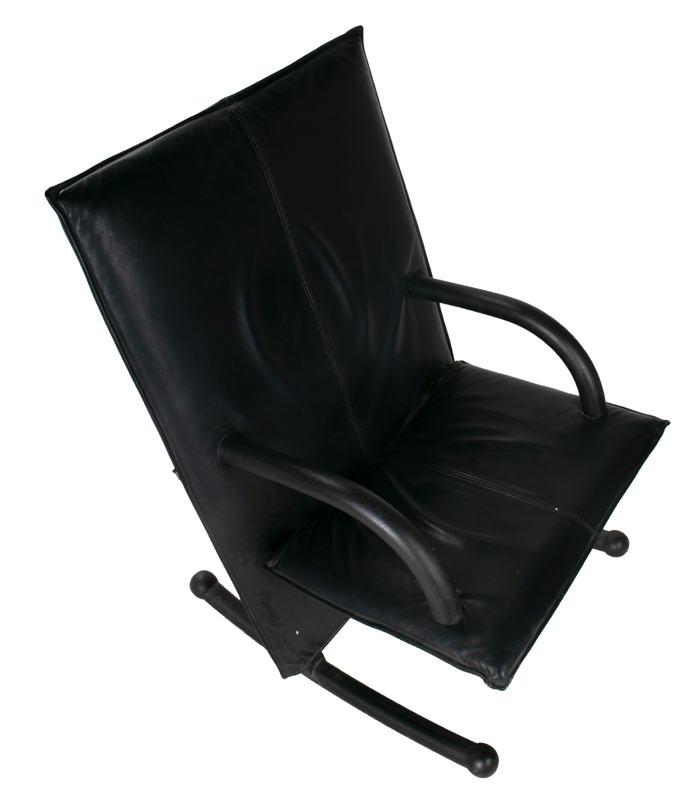 Leather 1980s Burkhard Vogtherr T-Line Armchair for Arflex For Sale