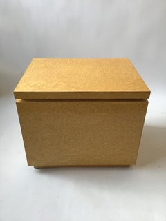 1980s Burled Wood and Brass Trim Side Table