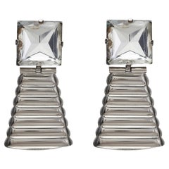 Butler & Wilson, boucles d'oreilles en cristal et argent sterling des années 1980