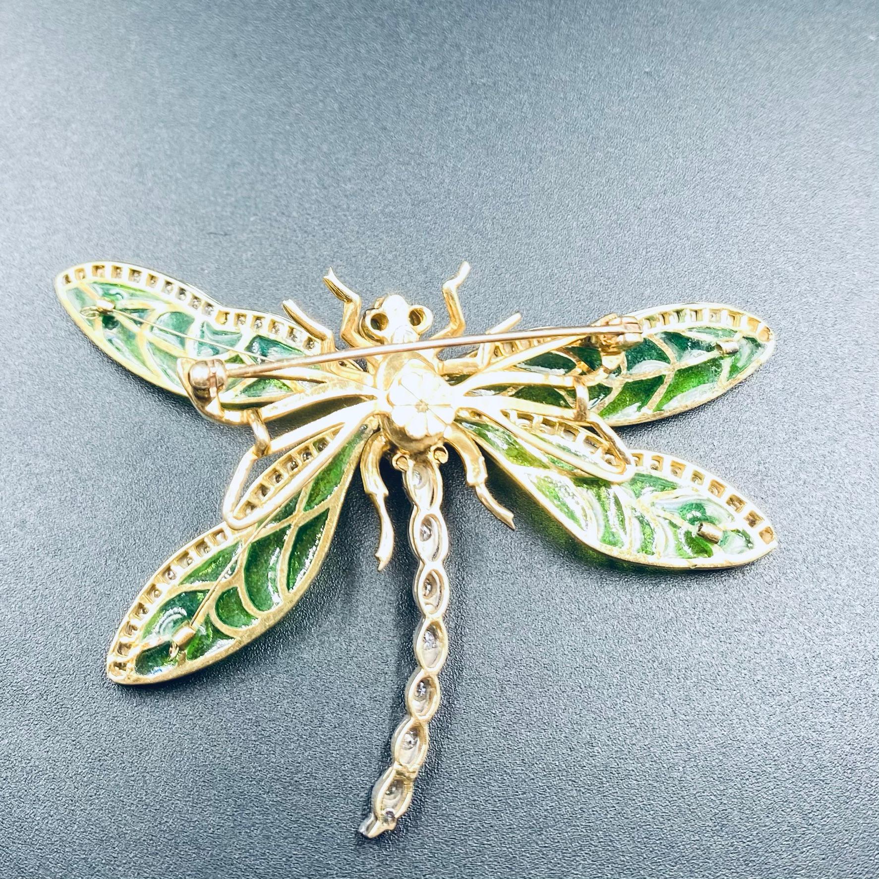 Women's or Men's [?]1980s Butterfly Emerald and Citrine Gold Antique Brooch, 18 Karat Gold For Sale