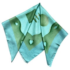 1980s Bulgari by Davide Pizzigoni Mint Green Silk Scarf